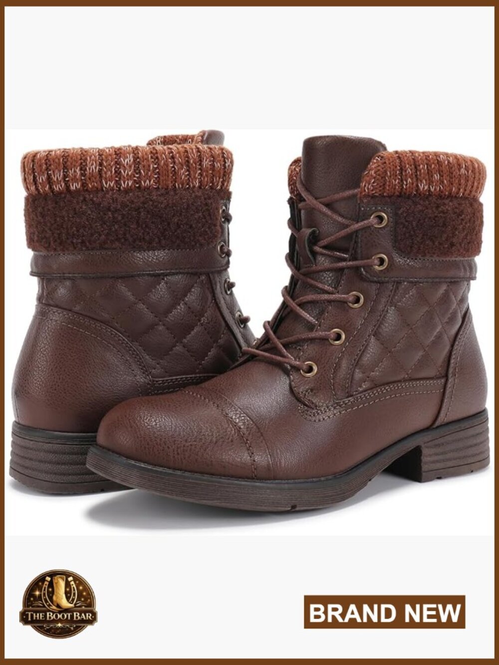 Women's Combat Boots Lace Up Ankle Booties Round Toe